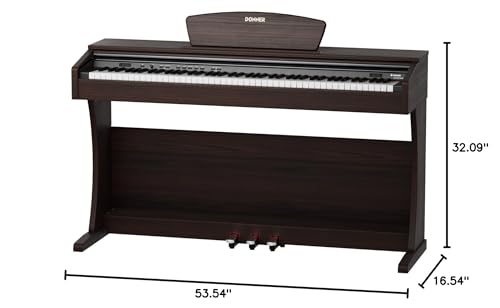 Donner DDP-300 Digital Piano with 88 Graded Hammer Action Weighted Keys, Record, Bluetooth, 10 Voices, 4 Reverb, Speakers, Professional Full Fize Key Keyboard Electric Dark Rose