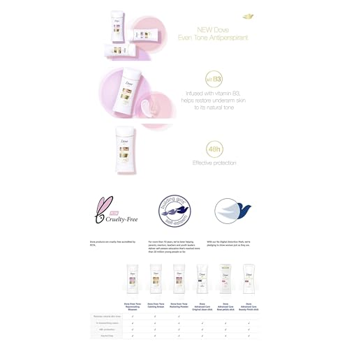 Dove Even Tone Antiperspirant Deodorant Stick Apple Blossom & Mango Butter 3 Count For Uneven Skin Tone 2.6 oz