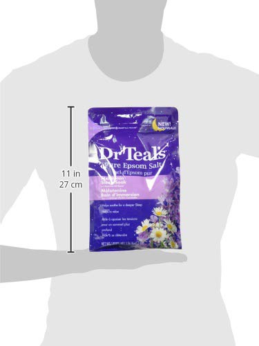 Dr Teal's Pure Epsom Salt Soak, Sleep Blend with Melatonin, Lavender & Chamomile Essential Oils, 3 lbs (Pack of 2)