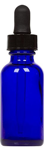 Earthborn Elements Cobalt Glass Bottles with Eye Droppers (1 oz, 4 pk) For Essential Oils, Colognes & Perfumes