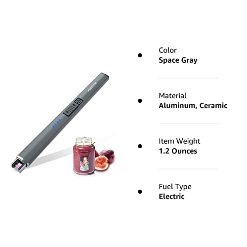 Electric Candle Lighter Plasma Arc Lighters Windproof & Flameless with USB Rechargeable Battery Double Safety Switch (Space Grey)