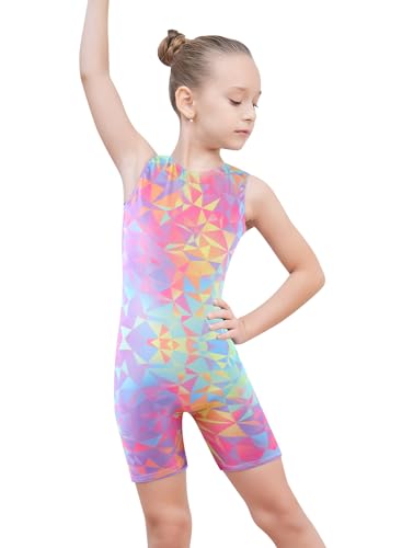EQSJIU Dance Leotards For Toddler Girls Rainbow Lumpy Girls Gymnastics Unitard 5-6 Years