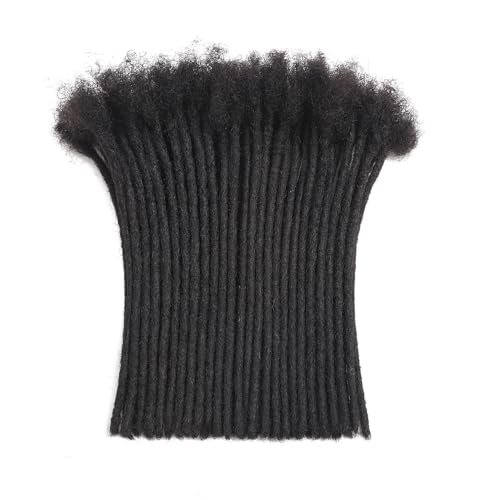 Dreadlock Extensions Human Hair 10-100 Strands 100% Full Handmade Permanent Loc Extension Human Hair for Women/Men/Kids Can Be Dyed Bleached Curled Twisted (0.4cm 1B, 10 inch 10 Strands)