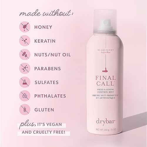 Drybar Final Call Frizz & Static Control Mist Blanc Scent - Full Size | Fights Frizz, Tames Flyaways to Maintain Smooth and Shiny Blowouts, 24 Hour Frizz Control & 72 Hour Static Control