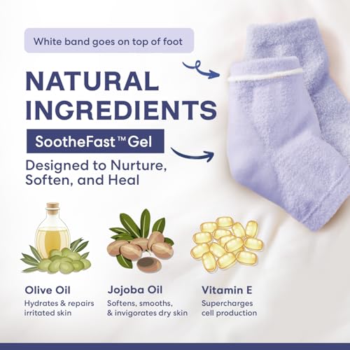 Dr. Frederick's Original Moisturizing Fuzzy Socks - 2 Pairs - Cozy Gel-Lined Sleep Socks for Women & Men - Soothing Dry, Cracked Feet - Crack Heel Repair - Heal Dry Heels - Lilac Leisure