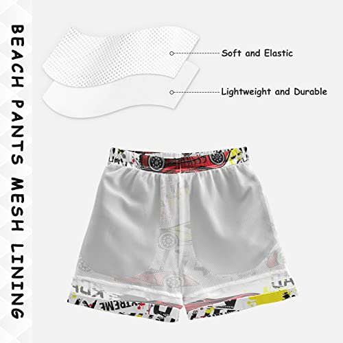 Dussdil Sport Cars Boy's Swim Trunks Kids Toddler Swim Board Shorts Boy Beach Swimwear Swimsuit Bathing Suits 3T