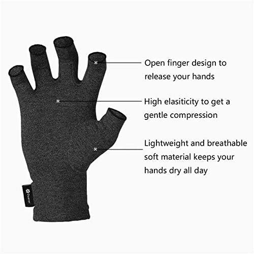 Duerer Arthritis Compression Gloves Women Men for RSI, Carpal Tunnel, Rheumatiod, Tendonitis, Fingerless Gloves for Computer Typing and Dailywork (Black, S)