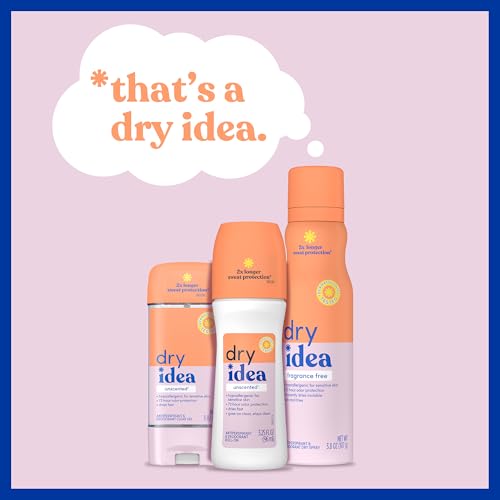 Dry Idea Gel Deodorant & Antiperspirant | 2X Longer Sweat Protection | 72-Hour Odor Protection | Unscented & Hypoallergenic for Sensitive Skin, 3 oz. (Pack of 3)