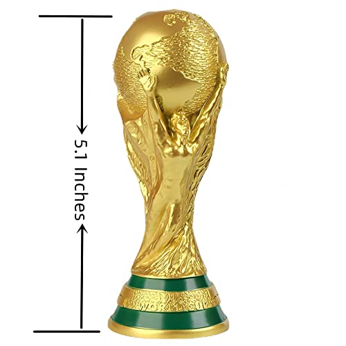 2022 World Cup Trophy Replica, World Cup Replica, Premium Quality Resin Football Soccer Collectibles, Sports Fan Trophy, Gold Sports Award Decorations for Bedroom Office Desktop (5.1 Inches)