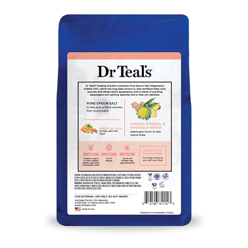 Dr Teal's Pure Epsom Magnesium Salt Soak, Stress Relief with Essential Oils, 3lbs