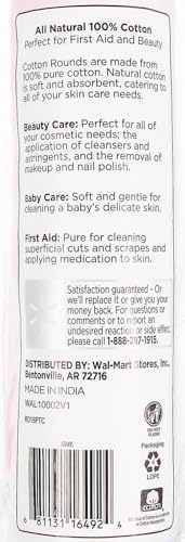 Equate Beauty Premium Cotton Rounds Facial Pads - 100ct Premium Rounds
