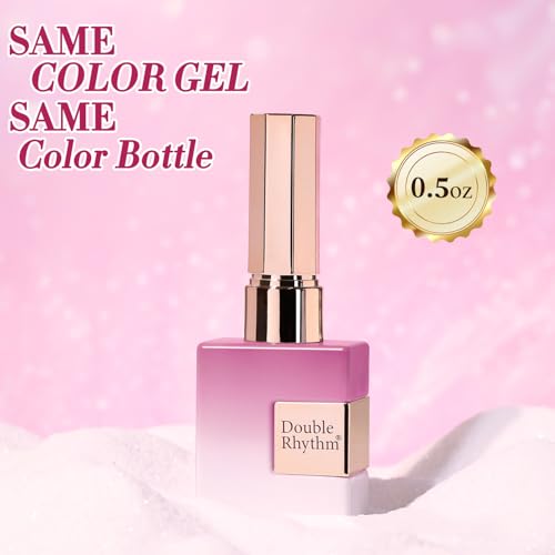 Double Rhythm 15ML Glass Cat Eye Gel Polish with Magnet Same Color Same Bottle Holographic Glitter Shimmer Salon Soak Off Magnetic Nail at Home (Lilac Pink-MC1168)
