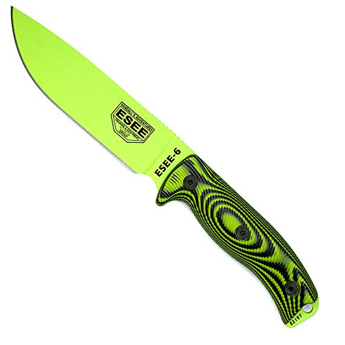 ESEE-6 1095 Carbon Steel, Black Sheath (Black Blade, Natural Canvas Micarta 3D Handle)