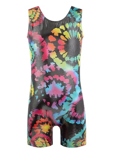 EQSJIU Dance Leotards For Toddler Girls Black Swirl Rainbow Girls Gymnastics Unitard 5-6 Years