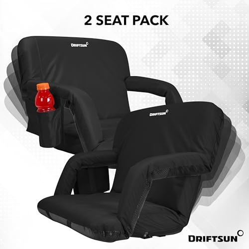 Driftsun Extra Wide Stadium Seats with Back Support - Deluxe Foldable Stadium Chairs for Bleachers - Folding Waterproof Sport Chair - Easy to Transport
