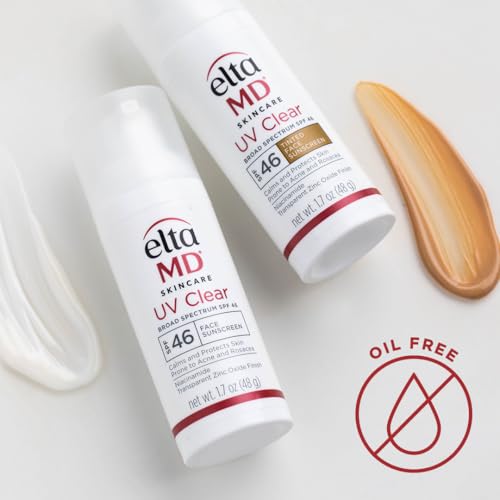 EltaMD UV Clear Deep Tinted Sunscreen for Face SPF 46, With Zinc Oxide, Oil-Free, Lightweight, For Acne-Prone Sensitive Skin, Dermatologist Recommended, 1.7 oz