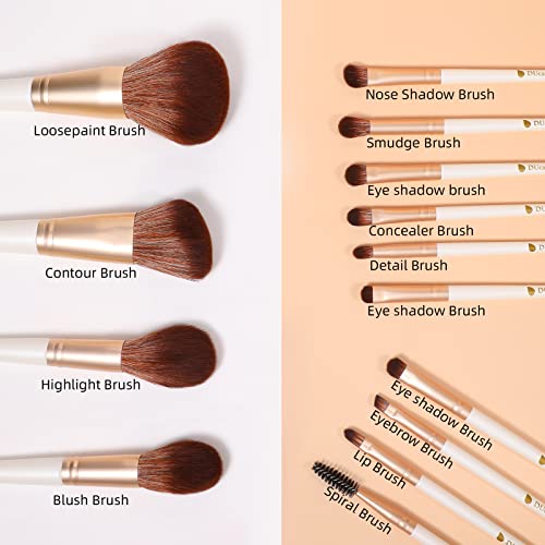 DUcare Makeup Brushes Set 14pcs Professional Synthetic Essential Face Eye Shadow Eyeliner Foundation Blush Lip Powder Liquid Cream Blending Brow Brushes Make Up Brushes Set