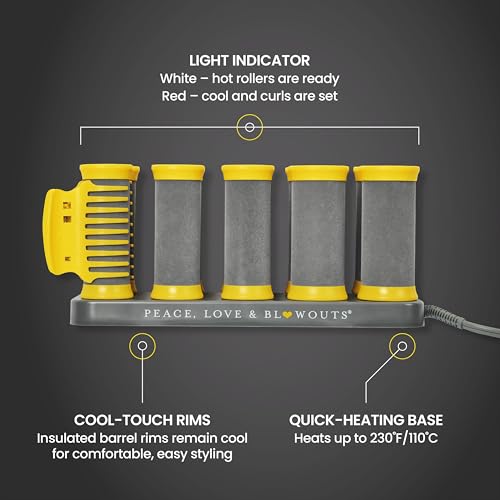 Drybar The Roller Club Curling Hot Rollers | 10 Rollers, 2 Sizes, Heats-Up Fast, Gentle on Hair, Reduces Frizz, Adds Shine, comes with Heat-Resistant Bag