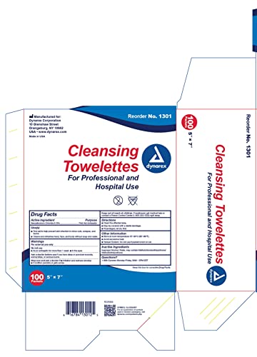 Dynarex Cleansing Towelettes 5 X 7" Individual Packet (#1301, Sold Per Box)