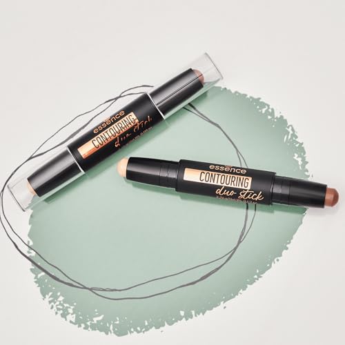 essence | Contour Duo Stick | 2-in-1 Highlight and Contour Slim Stick, Creamy, Buildable and Easy to Apply | Vegan & Cruelty Free (20 | Light)