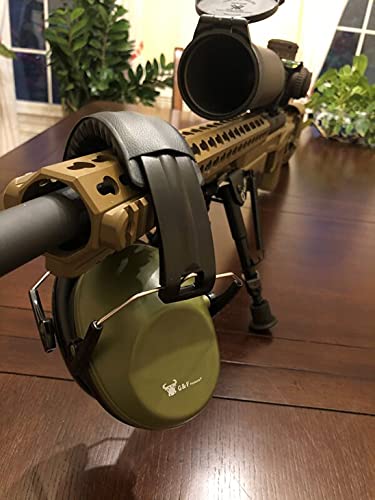 Earmuff hearing protection with low profile passive folding design 26dB NRR and reduces up to 125dB , Army Green