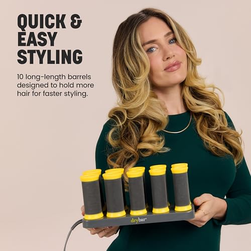 Drybar The Roller Club Curling Hot Rollers | 10 Rollers, 2 Sizes, Heats-Up Fast, Gentle on Hair, Reduces Frizz, Adds Shine, comes with Heat-Resistant Bag