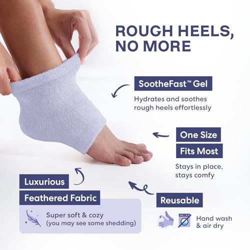 Dr. Frederick's Original Moisturizing Fuzzy Socks - 2 Pairs - Cozy Gel-Lined Sleep Socks for Women & Men - Soothing Dry, Cracked Feet - Crack Heel Repair - Heal Dry Heels - Lilac Leisure