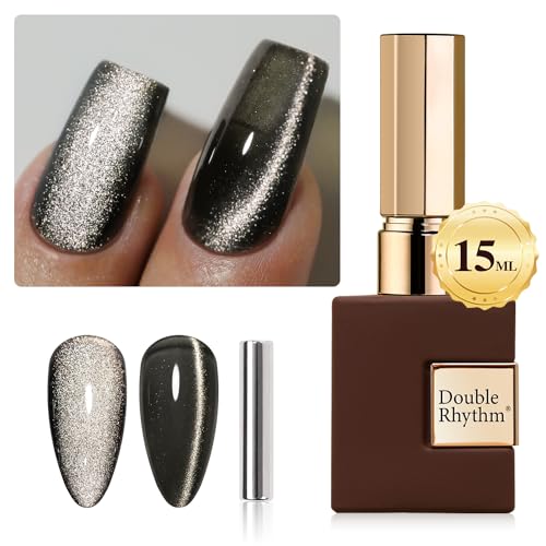 Double Rhythm 0.5 OZ Cat Eye Gel Polish with Magnet 15ML Holographic Glitter Shimmer Translucent Jelly Color Magnetic Polish Salon DIY at Home (MC1020)