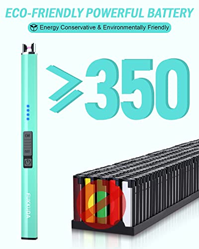 Electric Candle Lighter Plasma Arc Lighters Windproof & Flameless with USB Rechargeable Battery Double Safety Switch (Teal Blue)
