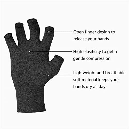 Duerer Arthritis Compression Gloves Women Men for RSI, Carpal Tunnel, Rheumatiod, Tendonitis, Fingerless Gloves for Computer Typing and Dailywork (Black, S)