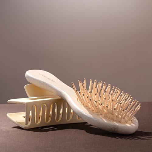 EcoTools Mini Detangler Hairbrush, Brush For Wet Or Dry Hair, Heat Resistant, Mini Hairbrush Gently Detangles & Styles, Travel-Size Paddle Brush, Renewable Bamboo, Vegan & Cruelty-Free, 1 Count