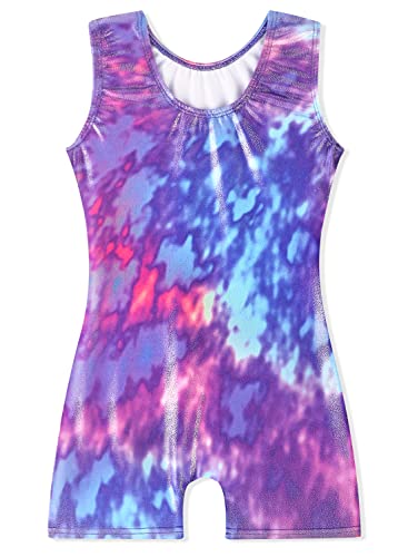 EQSJIU Kids Leotards Gymnastics 5t Size 5-6 Years Old Toddler Girls Outfits Apparel Biketard Tie Dye Blue Purple Pink Sparkle