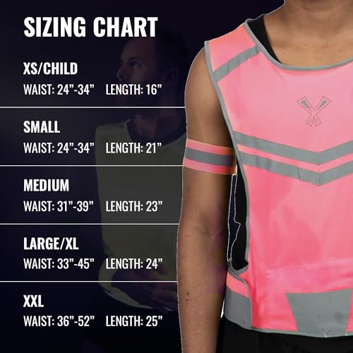 247 Viz Running Reflective Vest with Inside Pocket and 2 Bands, High Visibility Reflective Running Gear Safety Vest Straps for Men Women Kids for Night Running Walking Cycling