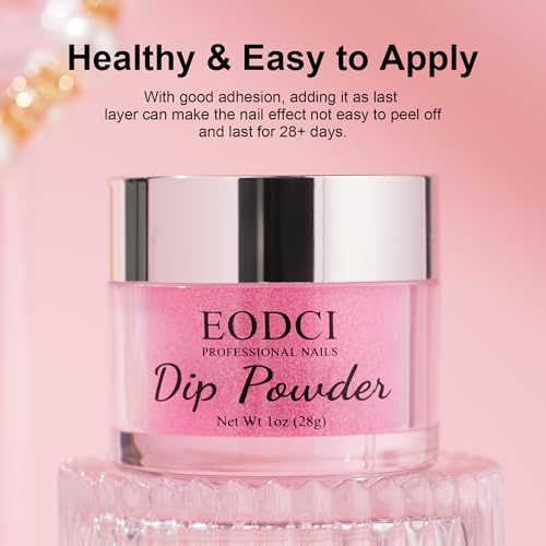 EODCI Dip Powder Reflective Hot Pink Glitter Nail Dipping Powder French Powder Glitter Nail Art Starter Manicure Salon DIY at Home No Needed Nail Lamp Curing Odor-Free&Long-Lasting 1 Oz