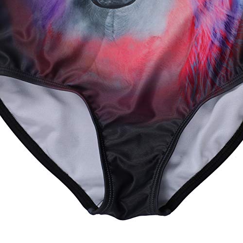 DUSISHIDAN Girls Cross Back Splice 1 Piece Swimsuit,Colorful Horse, Size 7 8