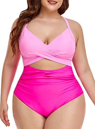 Eomenie Women's One Piece Swimsuits Tummy Control Cutout High Waisted Bathing Suit Wrap Tie Back 1 Piece Swimsuit Balck and White