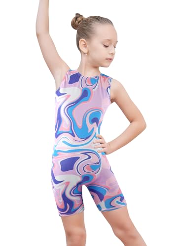 EQSJIU Leotard For Girls Dance Blue Swirl Purple Gymnastics Outfit Boys Gymnastics Clothing 8-9 Years