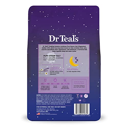 Dr Teal's Pure Epsom Magnesium Salt Soak, Sleep Blend with Melatonin, Lavender & Essential Oils, 3 lb (Pack of 4)