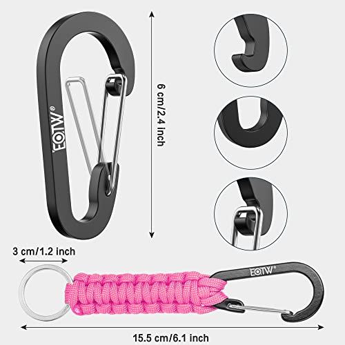 EOTW Carabiner Keychain, Small Carabiner Clip with Paracord Keychain Mini Aluminum D Ring Key Organizer