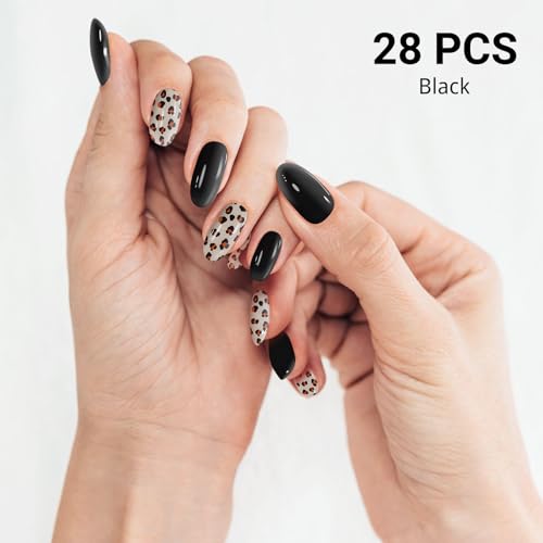 DUKASOU Semi Cured Gel Nail Strips, 28 pcs Gel Nail Strips Work with Any UV Lamp, Long Lasting Gel Nail Stickers Full Nail Wraps, Salon Quality, Easy to Apply (Road Wilderness)