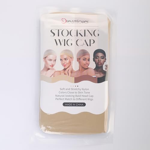 Dreamlover Nude Wig Cap for Lace Front Wig, Blond Stocking Cap for White Women, 12 Pieces