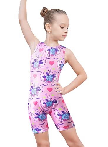 EQSJIU Gymnastics Leotards For Toddler Girls Pinkish Purple Flower Cute Unicorn Red Heart-Shaped Gymnastics Clothes For Girls 7-8 Years