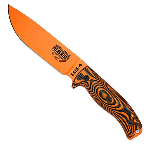 ESEE-6 1095 Carbon Steel, Black Sheath (Black Blade, Natural Canvas Micarta 3D Handle)