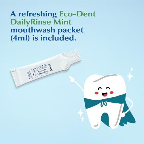 Eco-Dent VeganFloss Dental Floss, Waxed, Cranberry-Aloe - Floss with Vegan Plant-Based Wax, Recyclable Cardboard Packaging, 100 Yds + DailyRinse Single-Use Pack