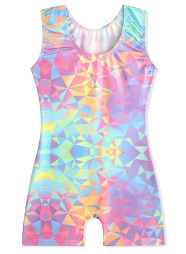 EQSJIU Dance Leotards For Toddler Girls Rainbow Lumpy Girls Gymnastics Unitard 5-6 Years