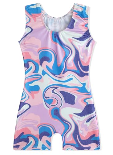 EQSJIU Leotard For Girls Dance Blue Swirl Purple Gymnastics Outfit Boys Gymnastics Clothing 8-9 Years