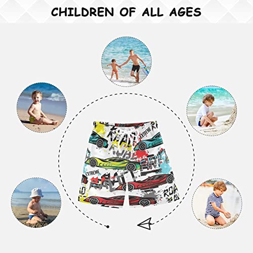 Dussdil Sport Cars Boy's Swim Trunks Kids Toddler Swim Board Shorts Boy Beach Swimwear Swimsuit Bathing Suits 3T