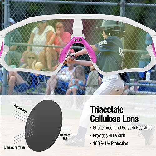 DUCO Kids Sunglasses Youth Baseball Sun Glasses Lightweight TR90 Frame UV400 Sports Cycling Shades for Boys Girls DK268