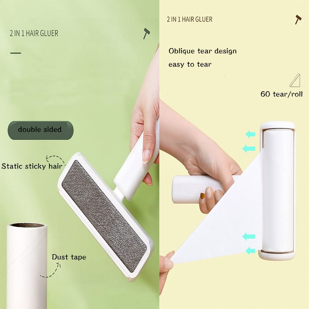 2in1 Pet Hair Remover Roller + Dust Tube Design - Upgraded Reusable Cat & Dog Hair Remover Set with Comfy Handle - Pet Lint Roller for Couch, Bed (Color : D) (A)