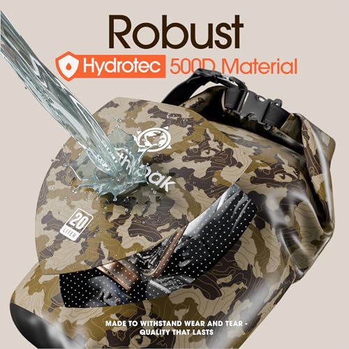 Earth Pak Waterproof Dry Bag - Roll Top Waterproof Backpack Sack Keeps Gear Dry for Kayaking, Beach, Rafting, Boating, Hiking, Camping and Fishing with Waterproof Phone Case